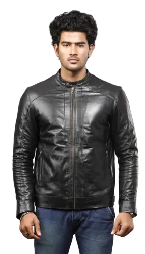 MENS LEATHER JACKET 41001 (BLACK)