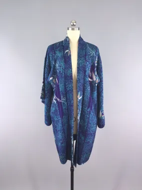 1940s Vintage Vintage Haori Kimono Cardigan / Blue Bamboo