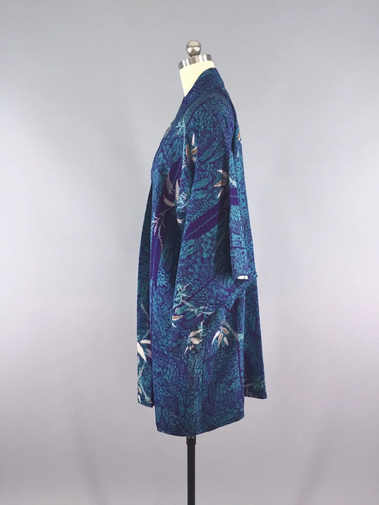 1940s Vintage Vintage Haori Kimono Cardigan / Blue Bamboo