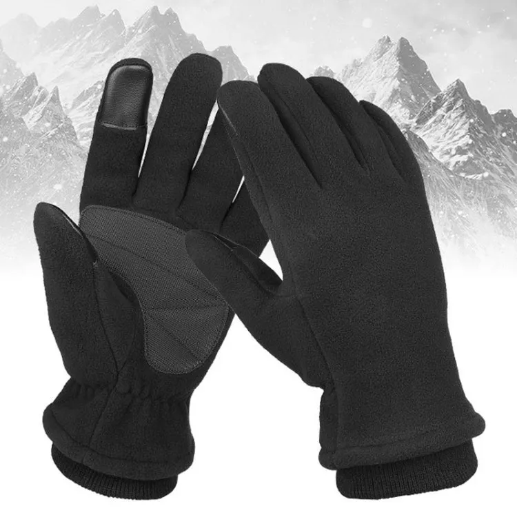 1pair Rocker Fleece Winter Warm Anti-Slip Gloves Outdoor Riding Sports Gloves, Size: XL(Black)