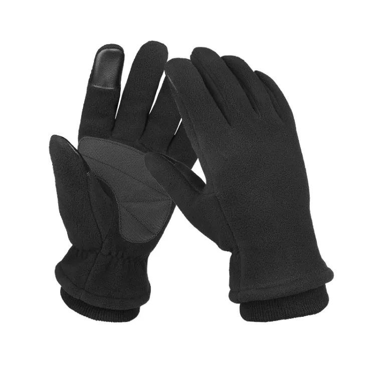 1pair Rocker Fleece Winter Warm Anti-Slip Gloves Outdoor Riding Sports Gloves, Size: XL(Black)