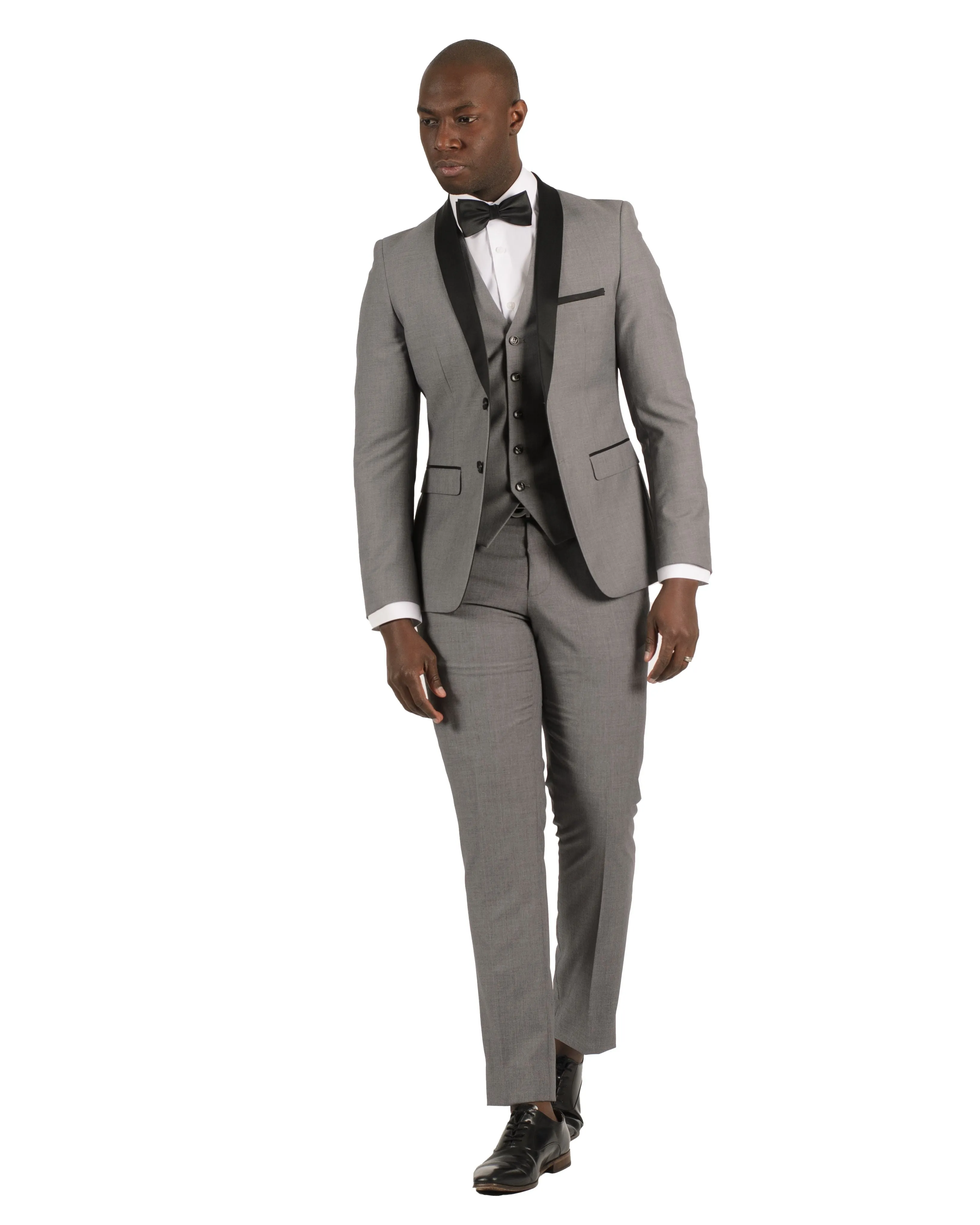 2 Button Shawl Lapel Light Grey Slim Fit Suit FF2SSX V-1230