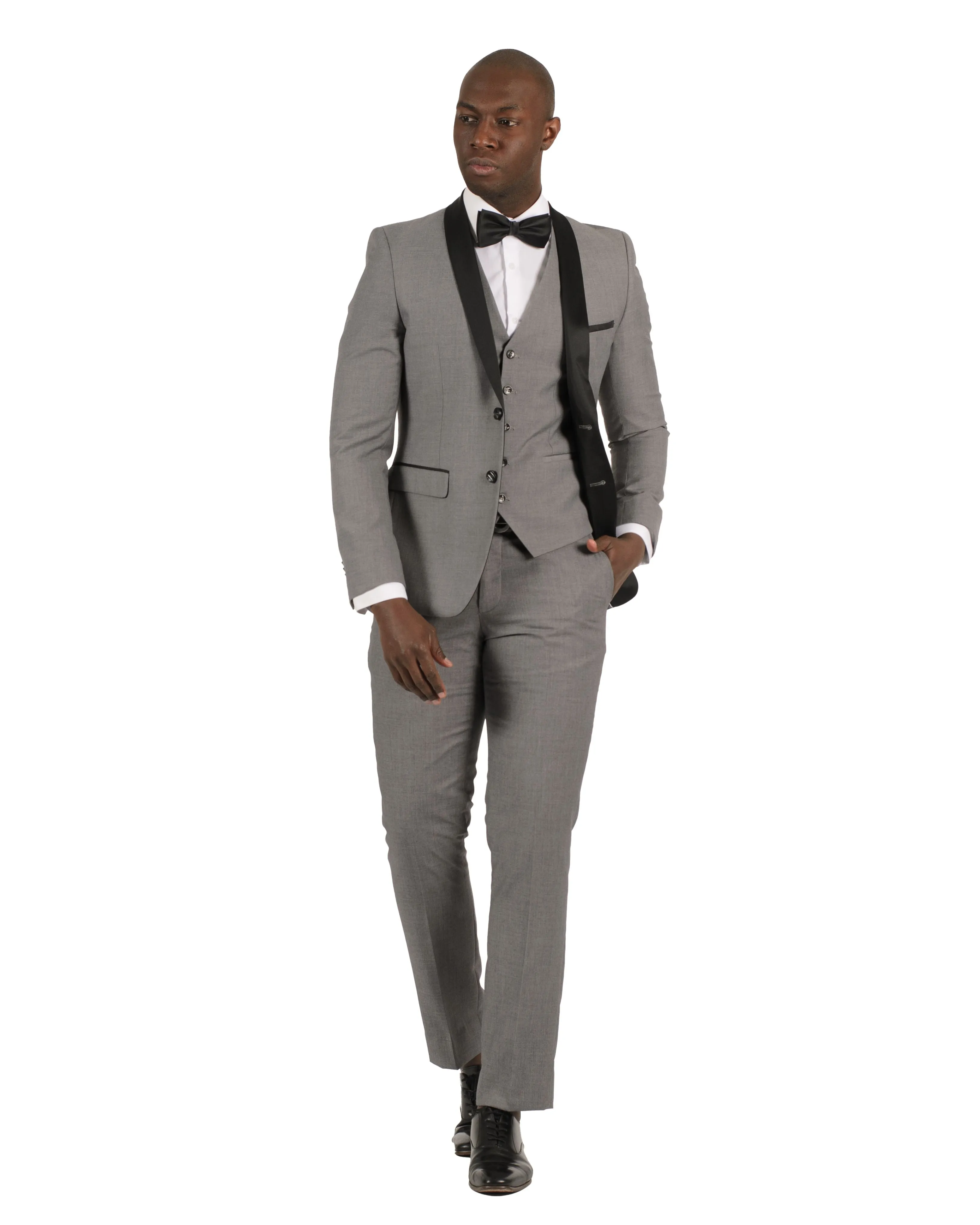 2 Button Shawl Lapel Light Grey Slim Fit Suit FF2SSX V-1230