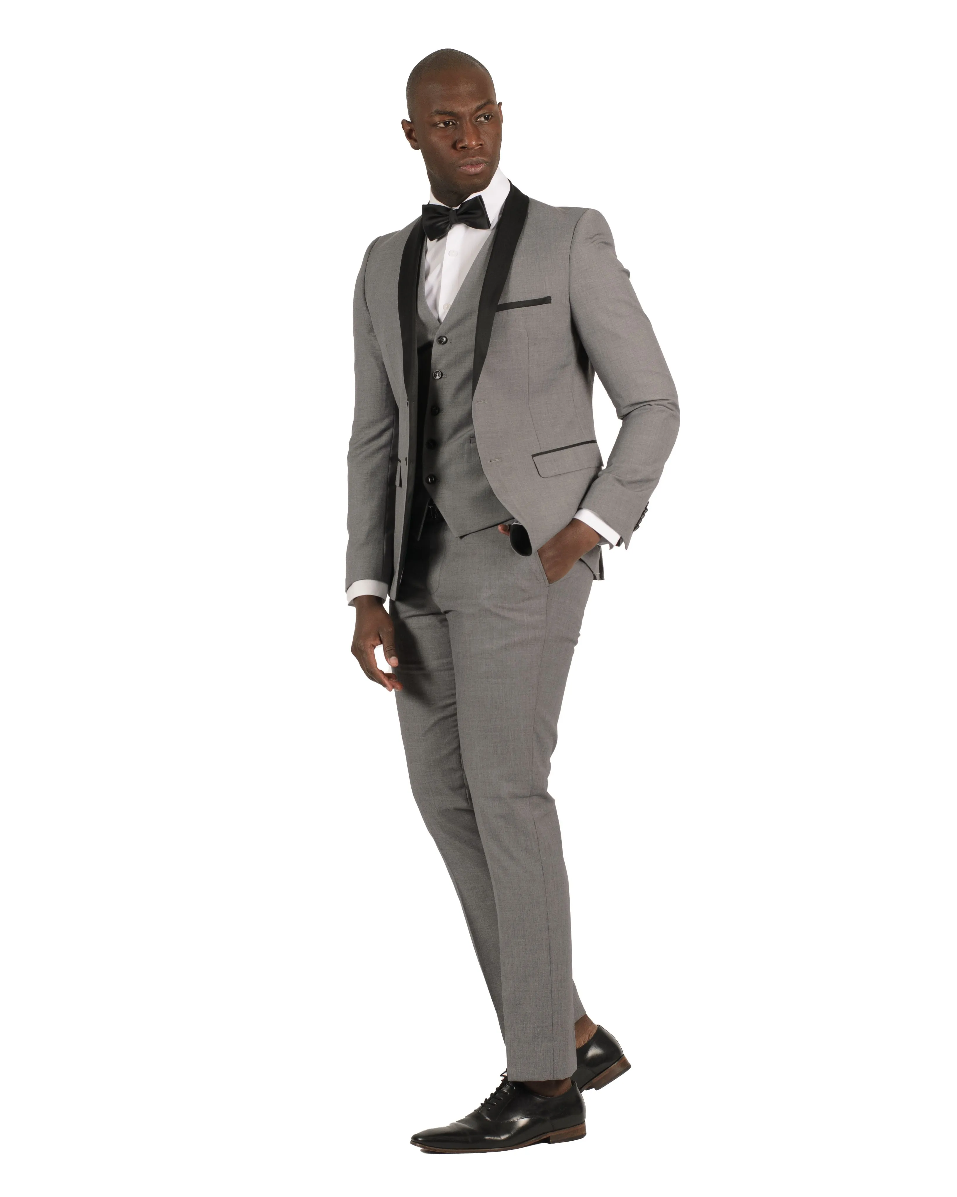 2 Button Shawl Lapel Light Grey Slim Fit Suit FF2SSX V-1230