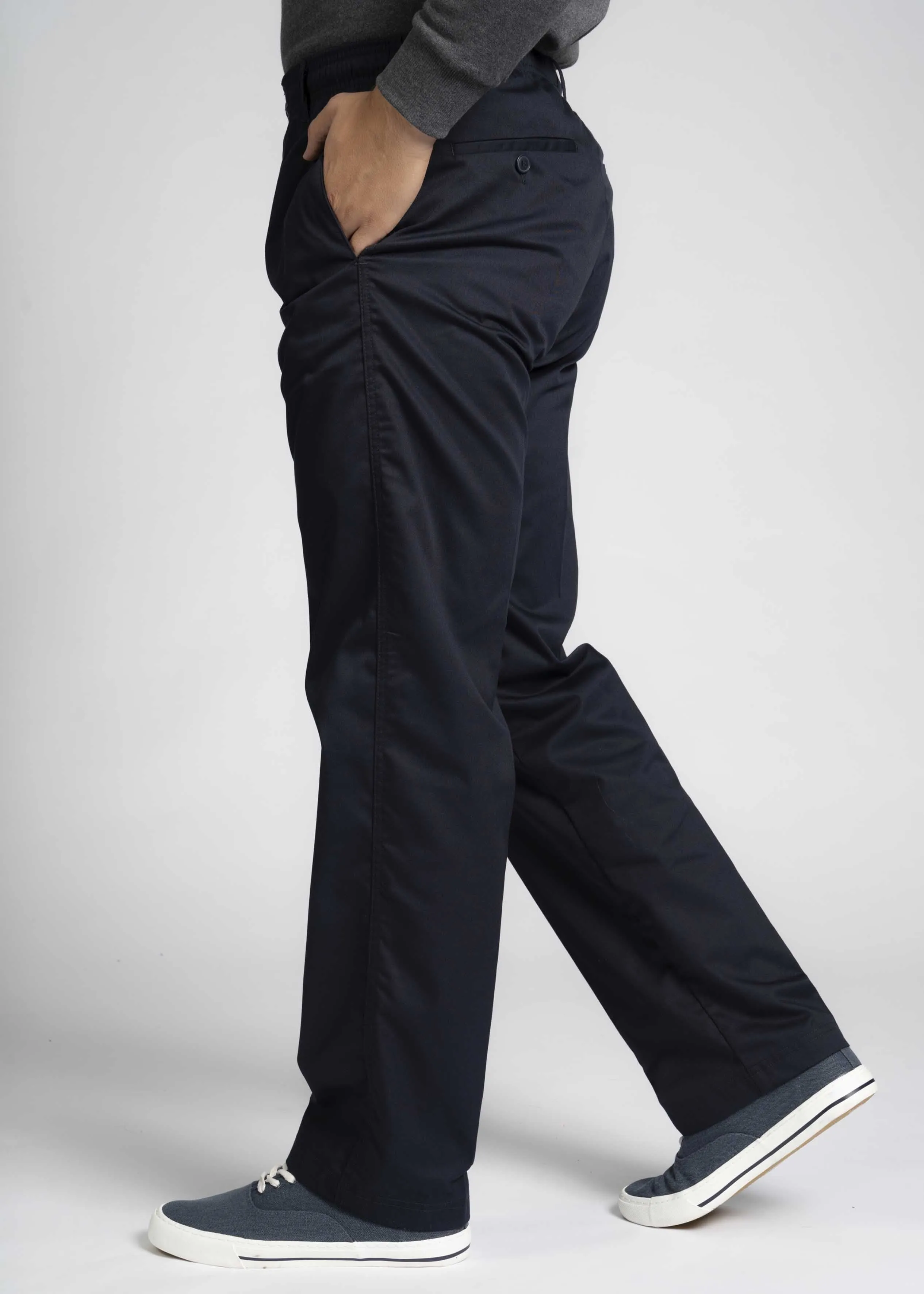 2 Pack Men's Elastic Waist Pull-On Trousers Bundle - Navy/Sand