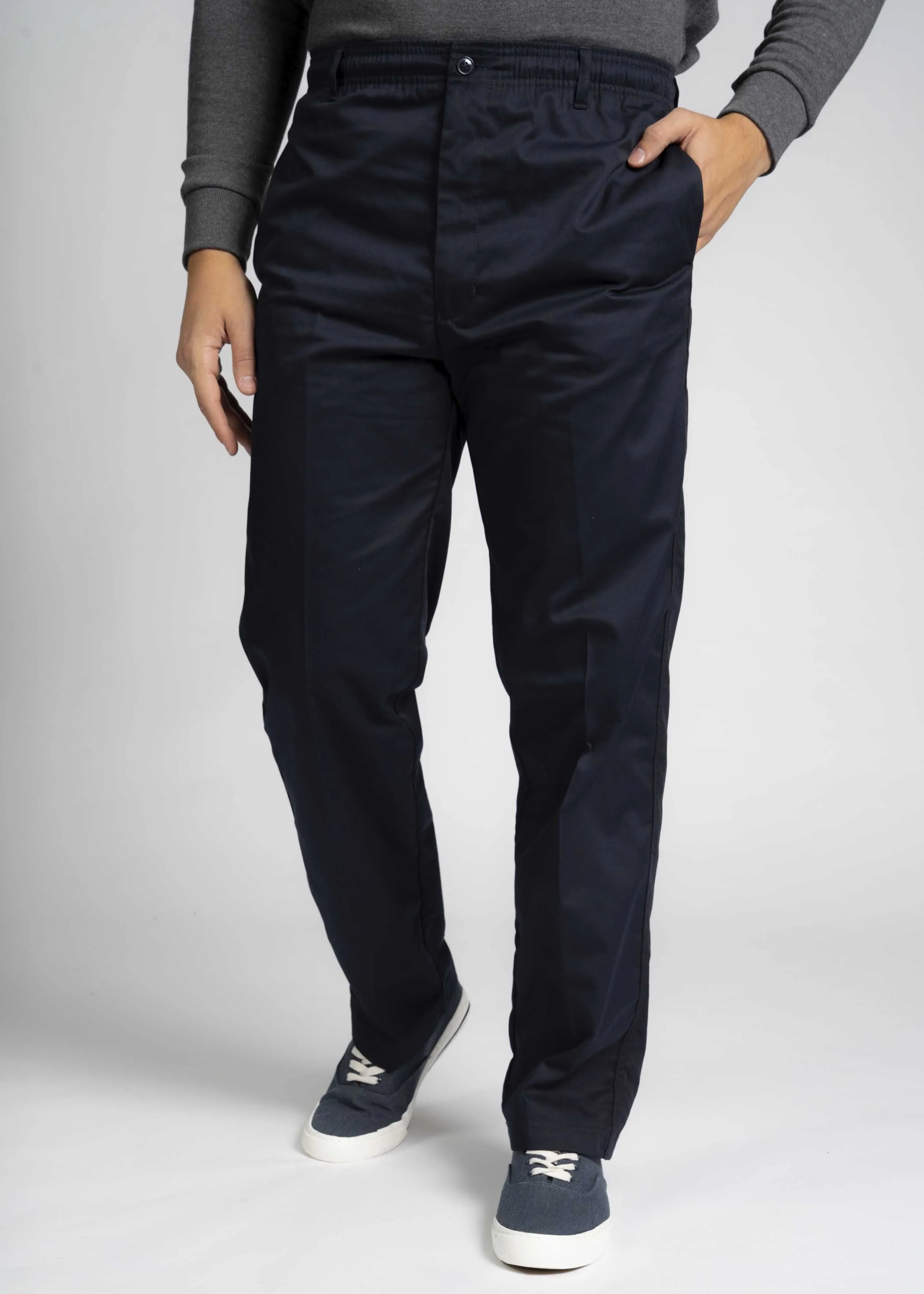 2 Pack Men's Elastic Waist Pull-On Trousers Bundle - Navy/Sand