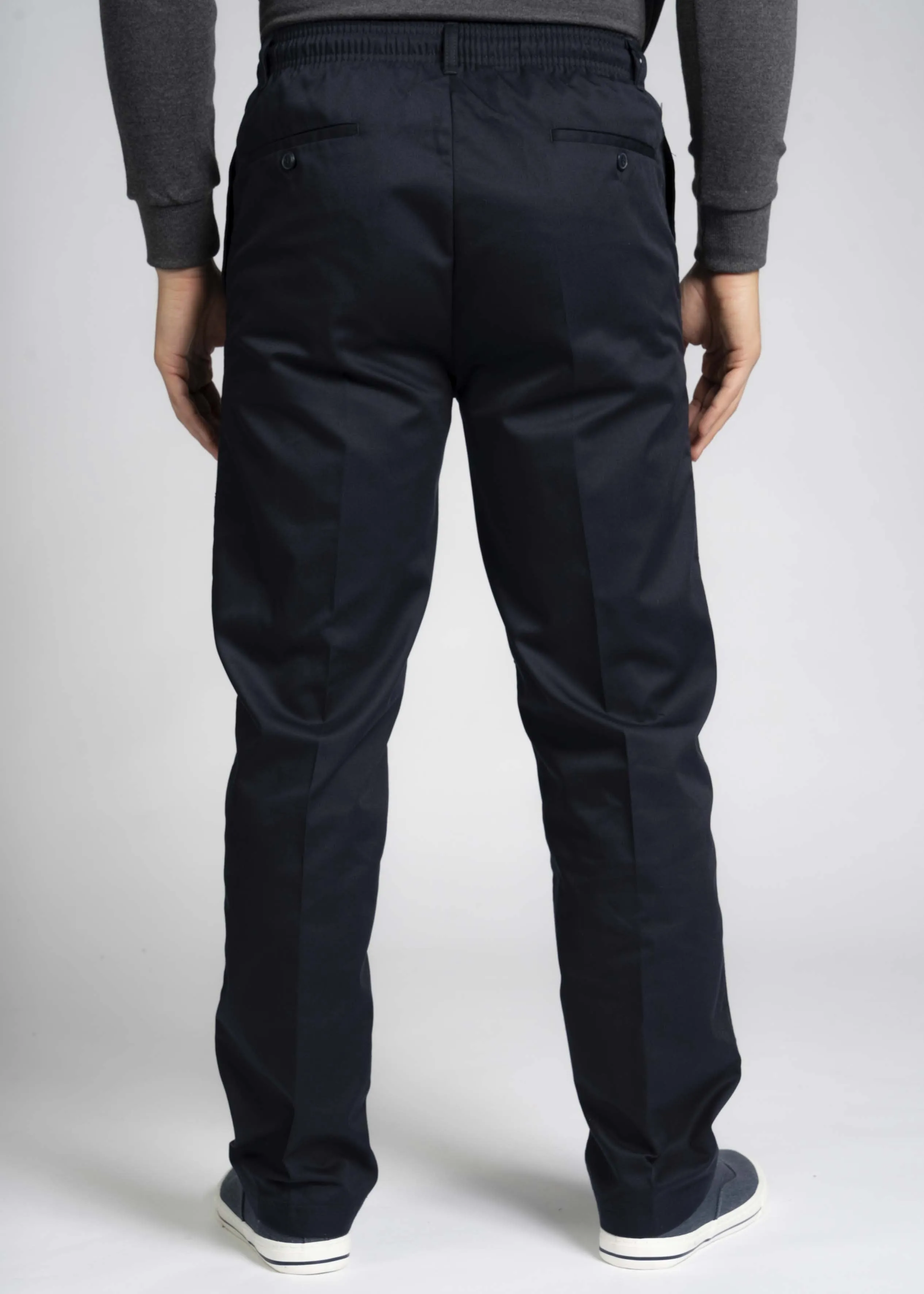 2 Pack Men's Elastic Waist Pull-On Trousers Bundle - Navy/Sand