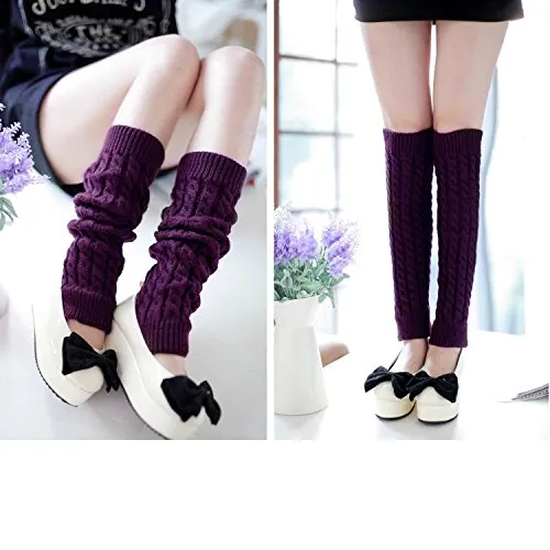 2 Pack of Womens Cable Knit Leg Warmers Knitted Crochet Long Socks