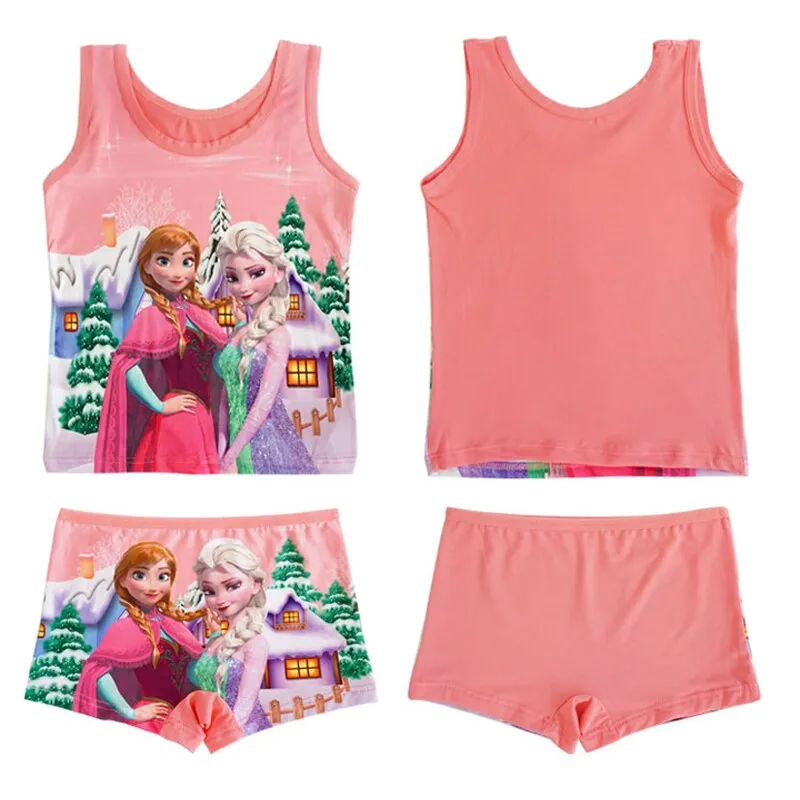 2019 summer Kids clothes boy spiderman set Children set girls elsa set girl Casual Milk Silk princess vest short Pants 7 styles