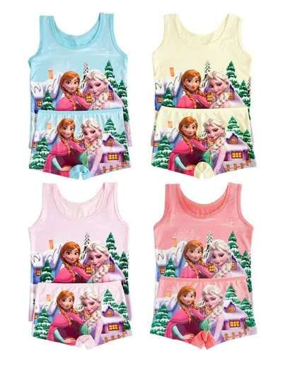 2019 summer Kids clothes boy spiderman set Children set girls elsa set girl Casual Milk Silk princess vest short Pants 7 styles