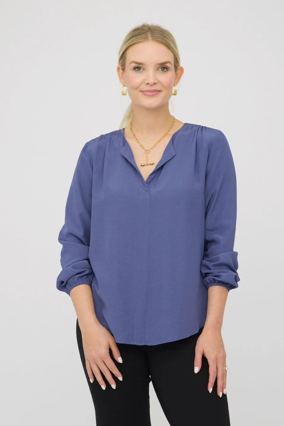 27" V-Neck Tunic with Balloon Sleeves