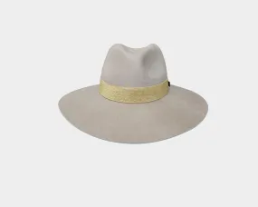 5 Fall Hat |Subtle Taupe & Gold 100% Wool Panama Style Hat - The Aspen