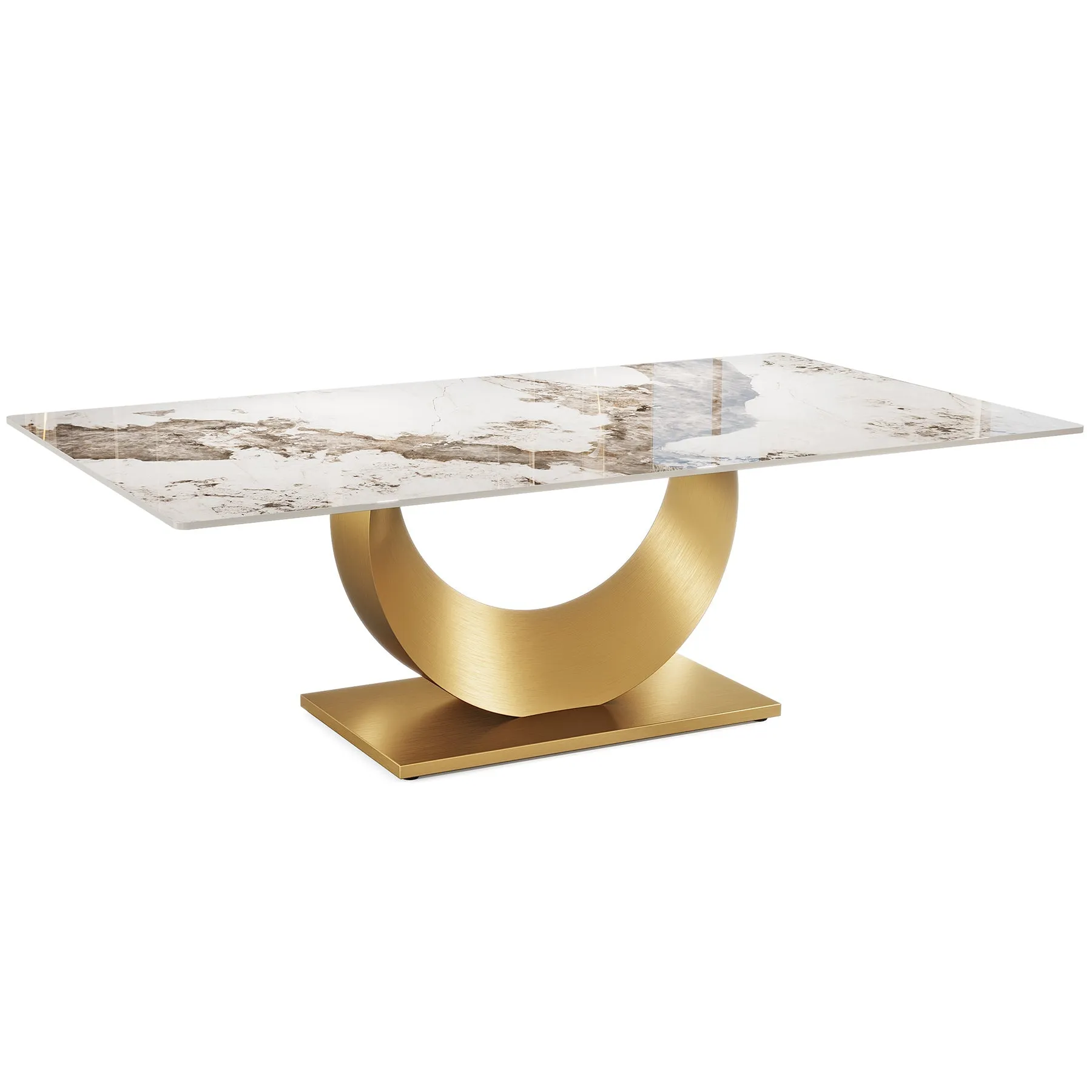 79" Sintered Stone Dining Table with Stainless Steel Pedestal for 8 people