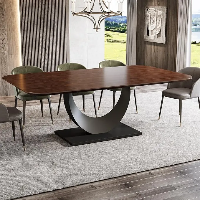 79" Sintered Stone Dining Table with Stainless Steel Pedestal for 8 people