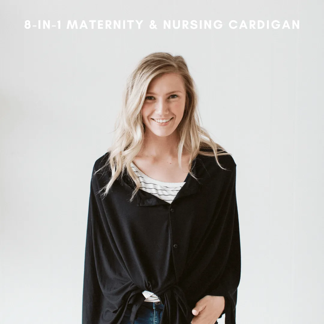 8-in-1 Maternity & Nursing Cardigan - Black Swan