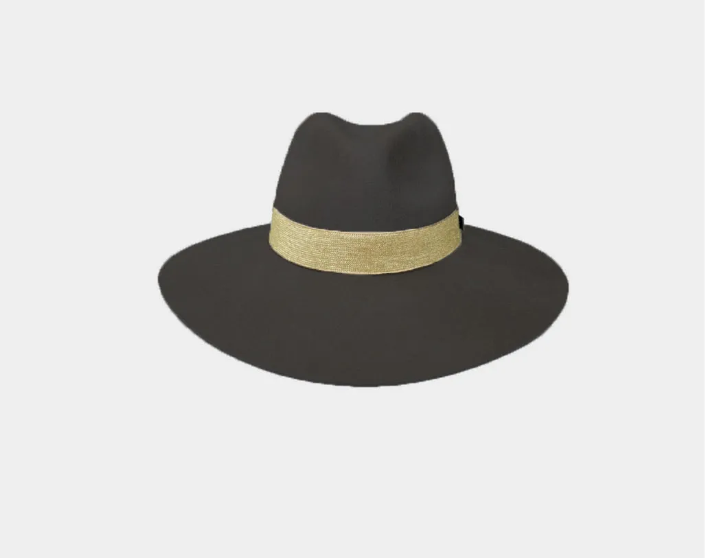 83 Fall Hat | Black & Gold 100% Wool Panama Style Hat - The Aspen