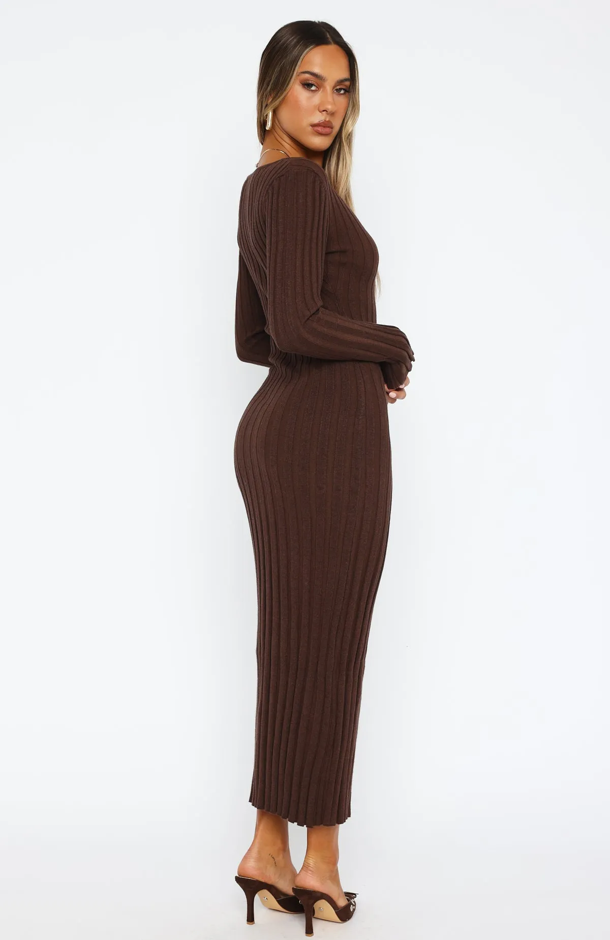 A New Direction Long Sleeve Maxi Dress Espresso