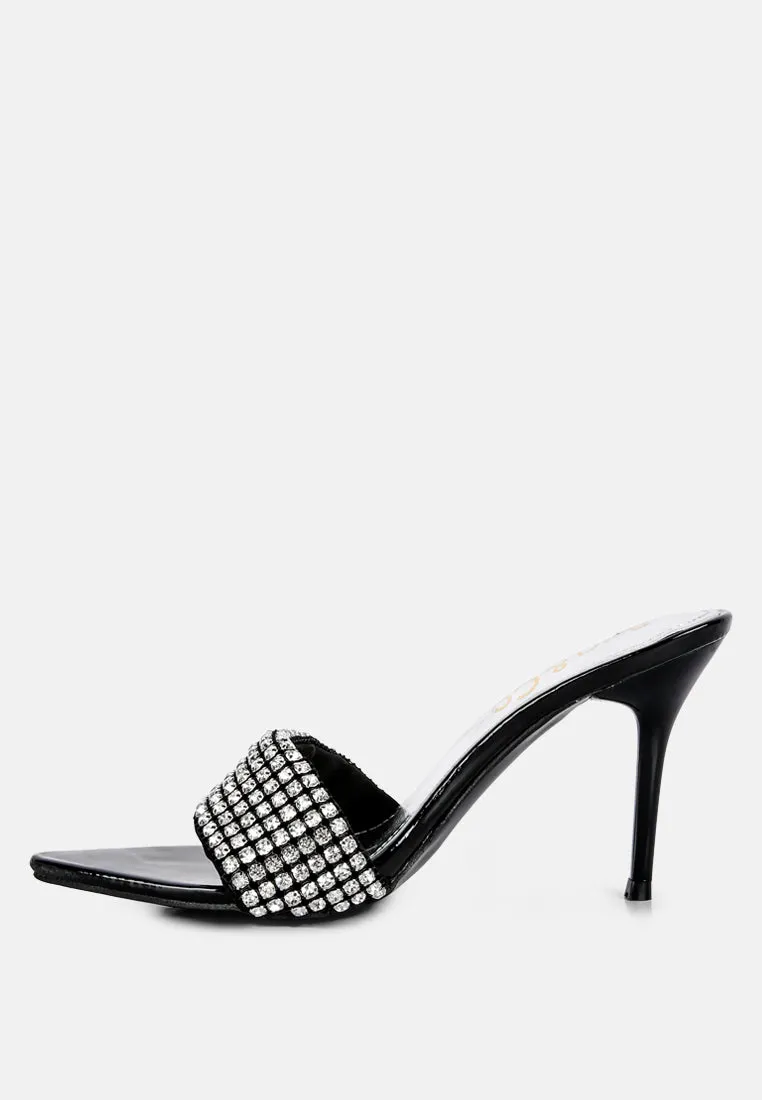 ADINA Diamante Embellished Slip On Sandals in Black