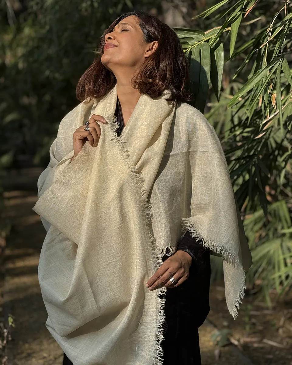 Alpine Glow Pure Wool Zari Shawl