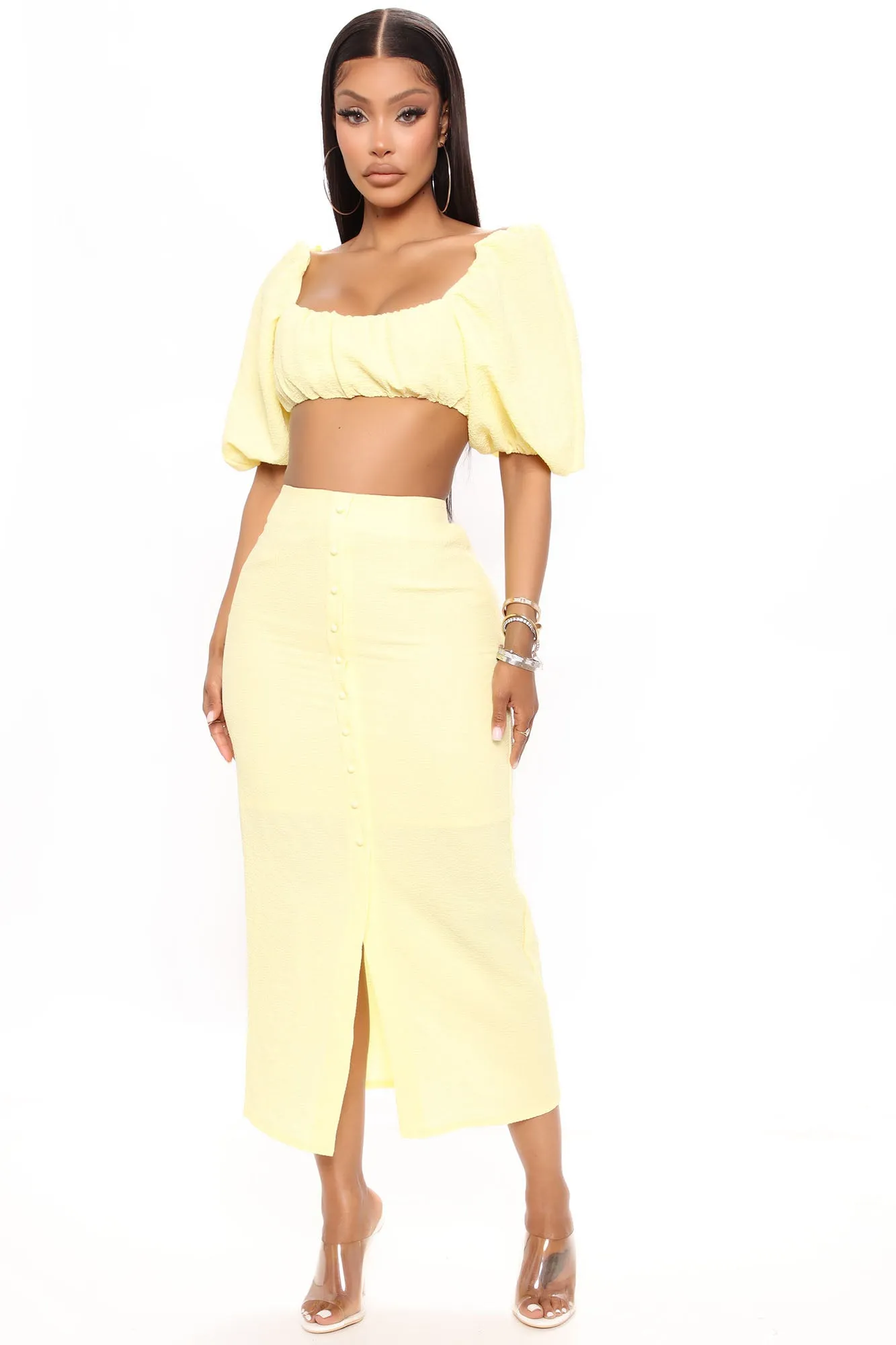 Always On My Mind Skirt Set - Yellow