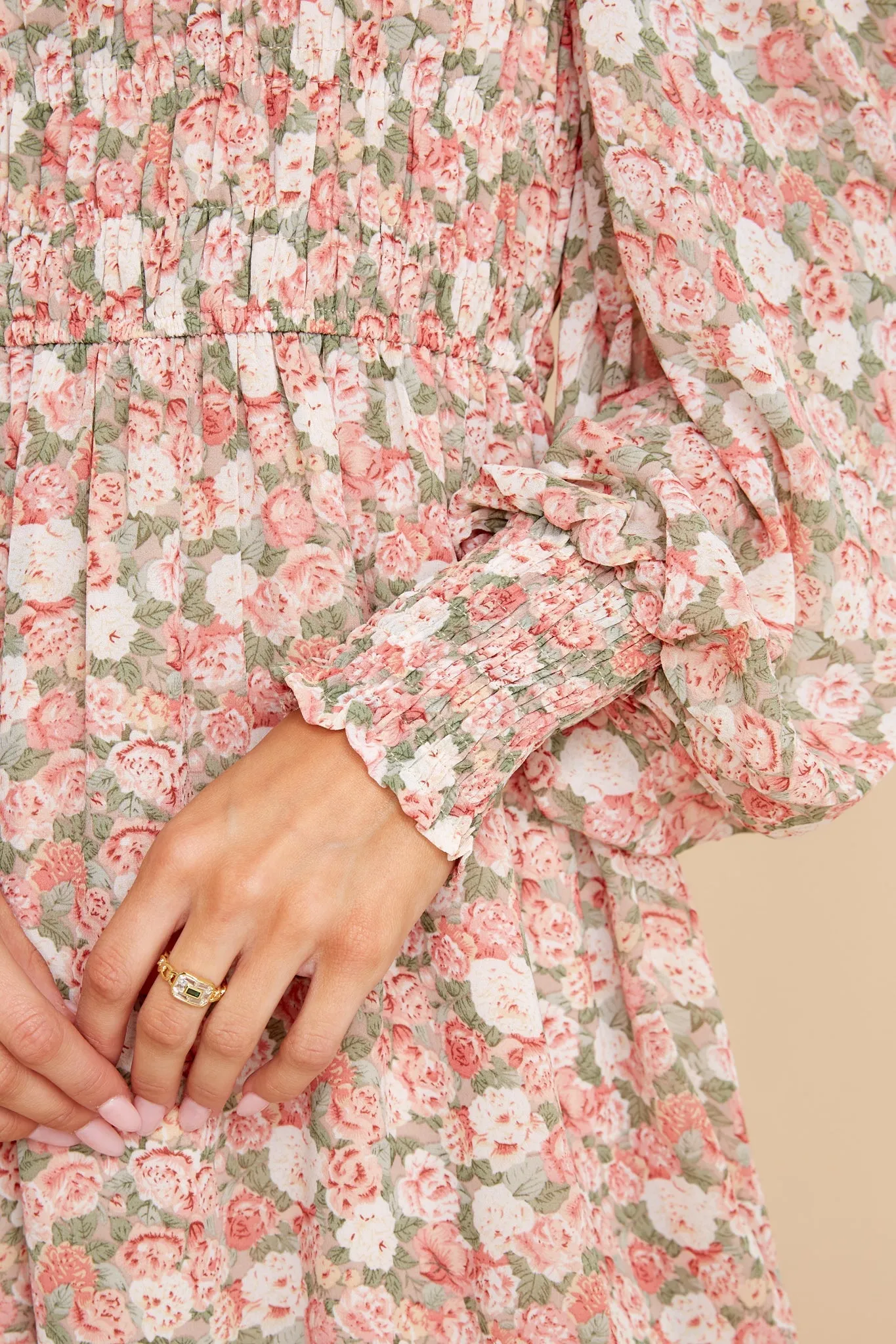 Among The Roses Blush Multi Floral Print Dress