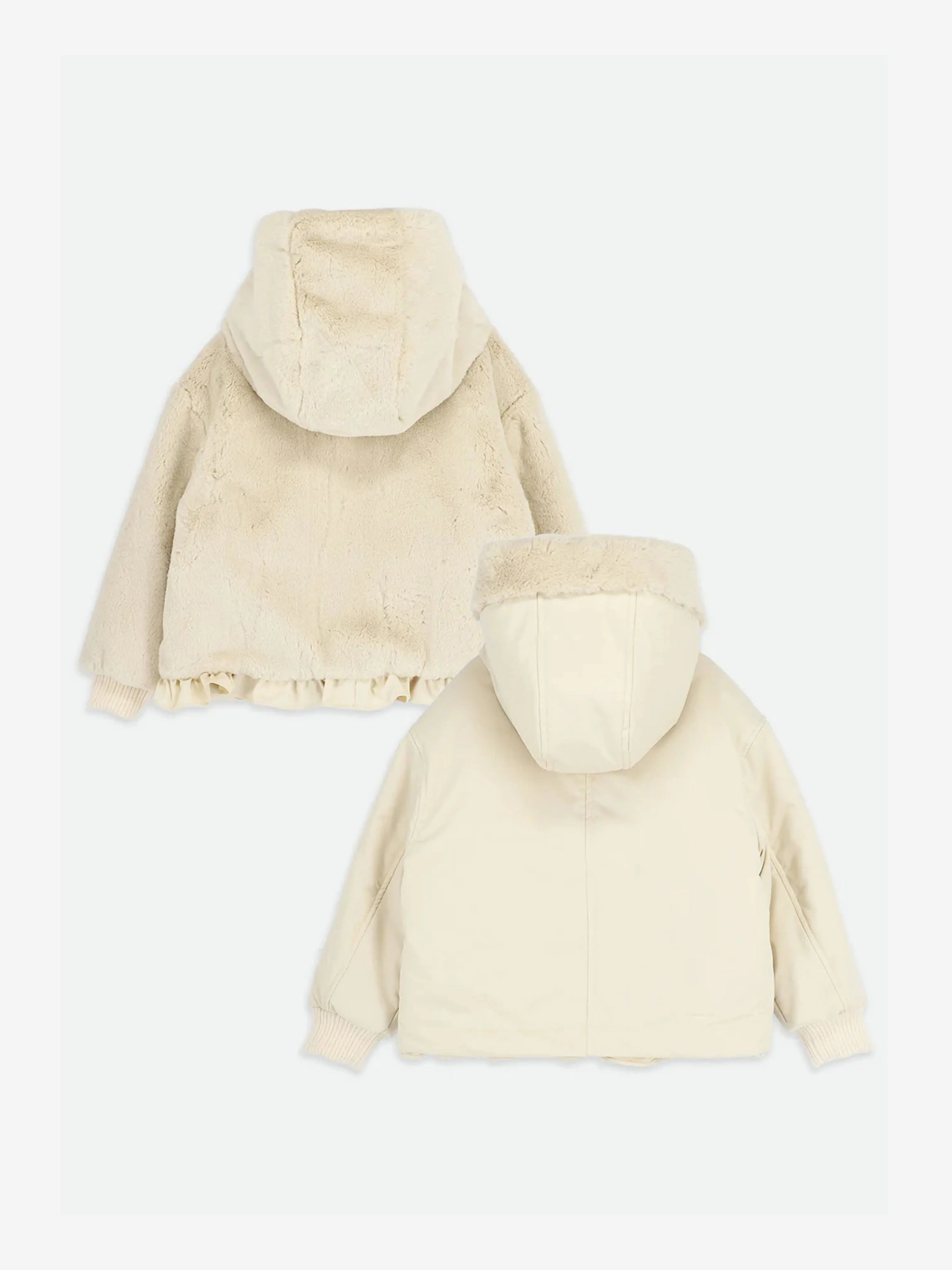 Angels Face Girls Cathleen Reversible Hooded Coat in Beige