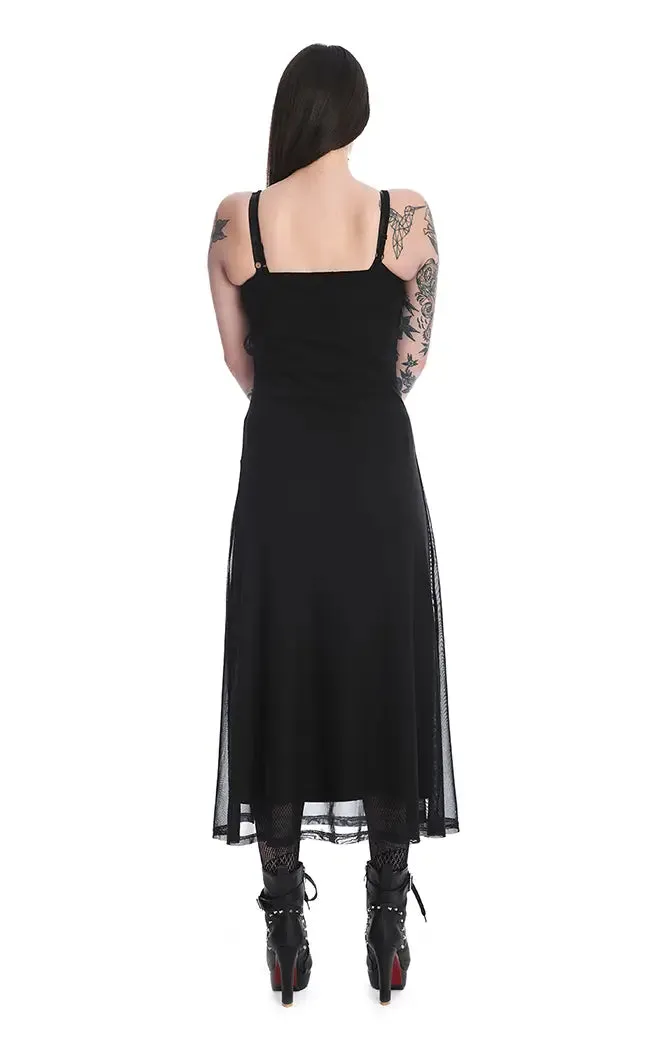 Araxiel Black Mesh Maxi Dress