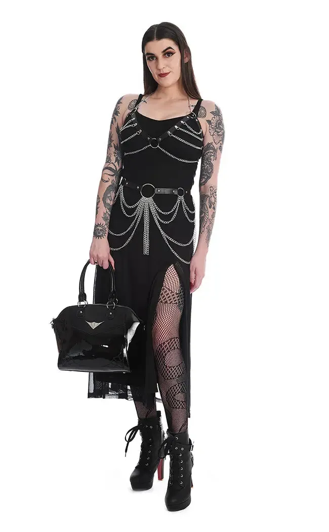 Araxiel Black Mesh Maxi Dress