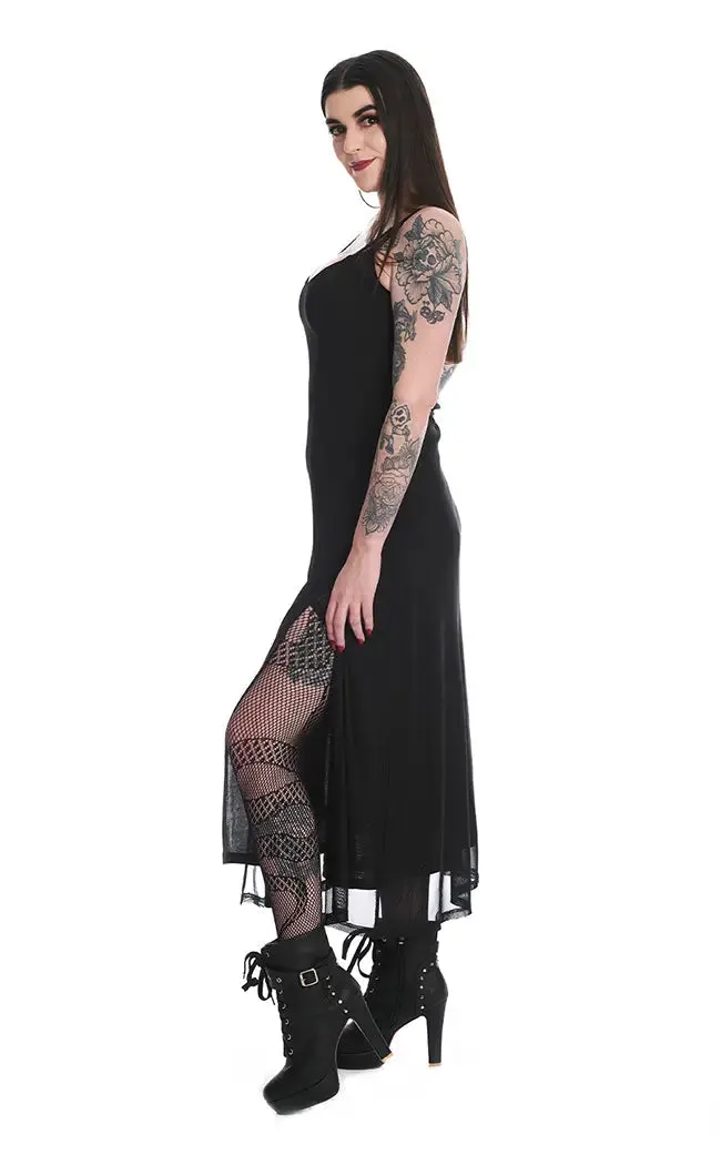 Araxiel Black Mesh Maxi Dress