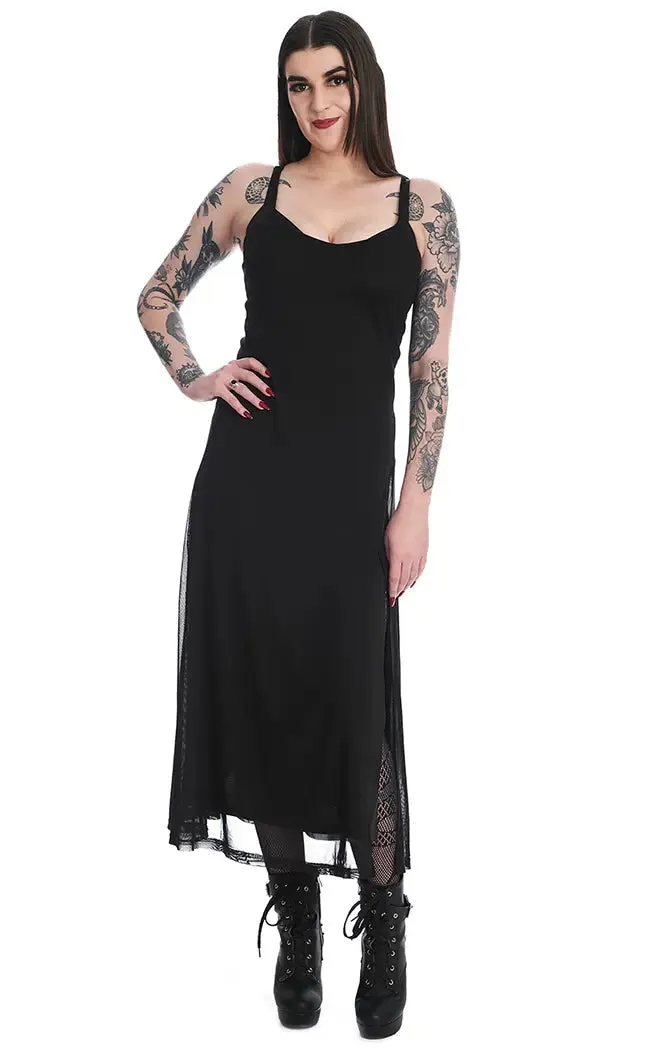 Araxiel Black Mesh Maxi Dress