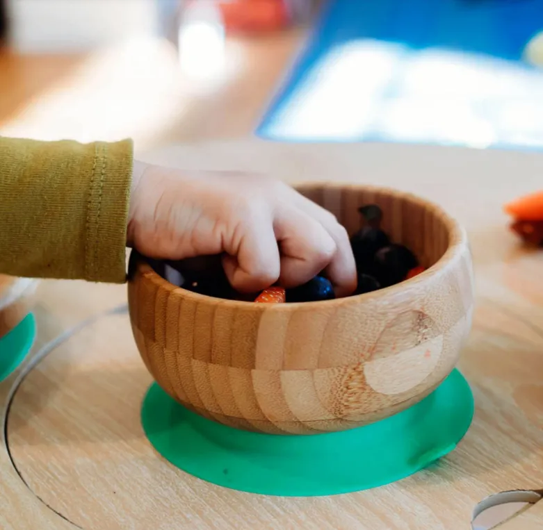 Avanchy Organic Bamboo Suction Baby Bowl   Spoon (For Baby Led Weaning BLW)