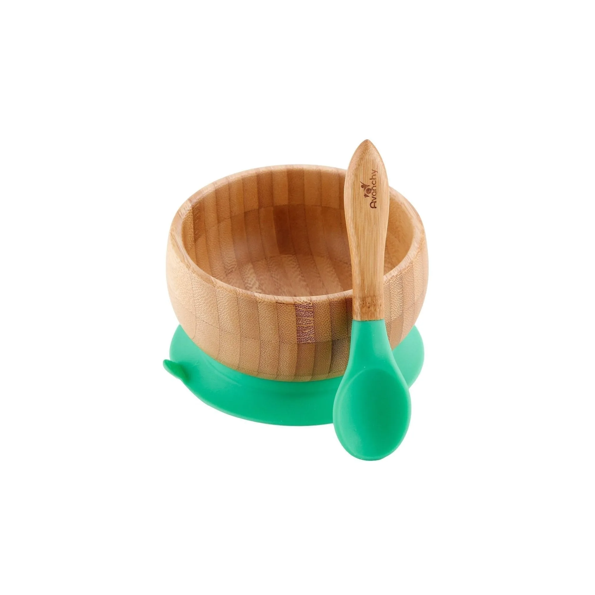 Avanchy Organic Bamboo Suction Baby Bowl   Spoon (For Baby Led Weaning BLW)