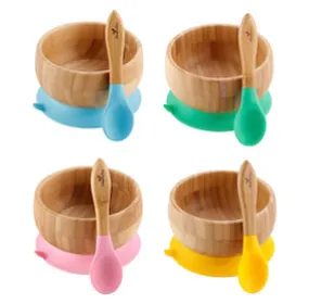 Avanchy Organic Bamboo Suction Baby Bowl   Spoon (For Baby Led Weaning BLW)