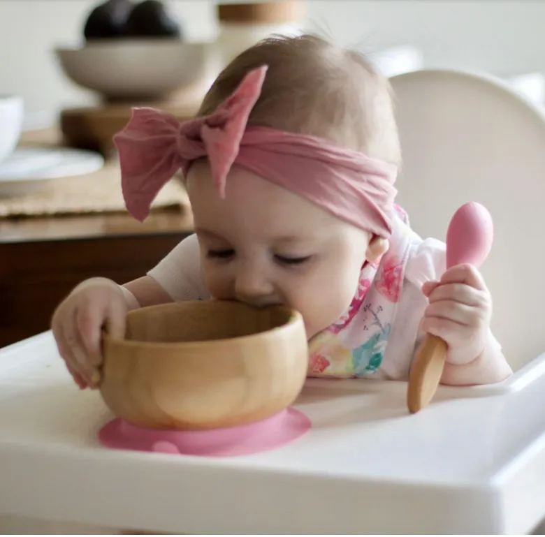 Avanchy Organic Bamboo Suction Baby Bowl   Spoon (For Baby Led Weaning BLW)