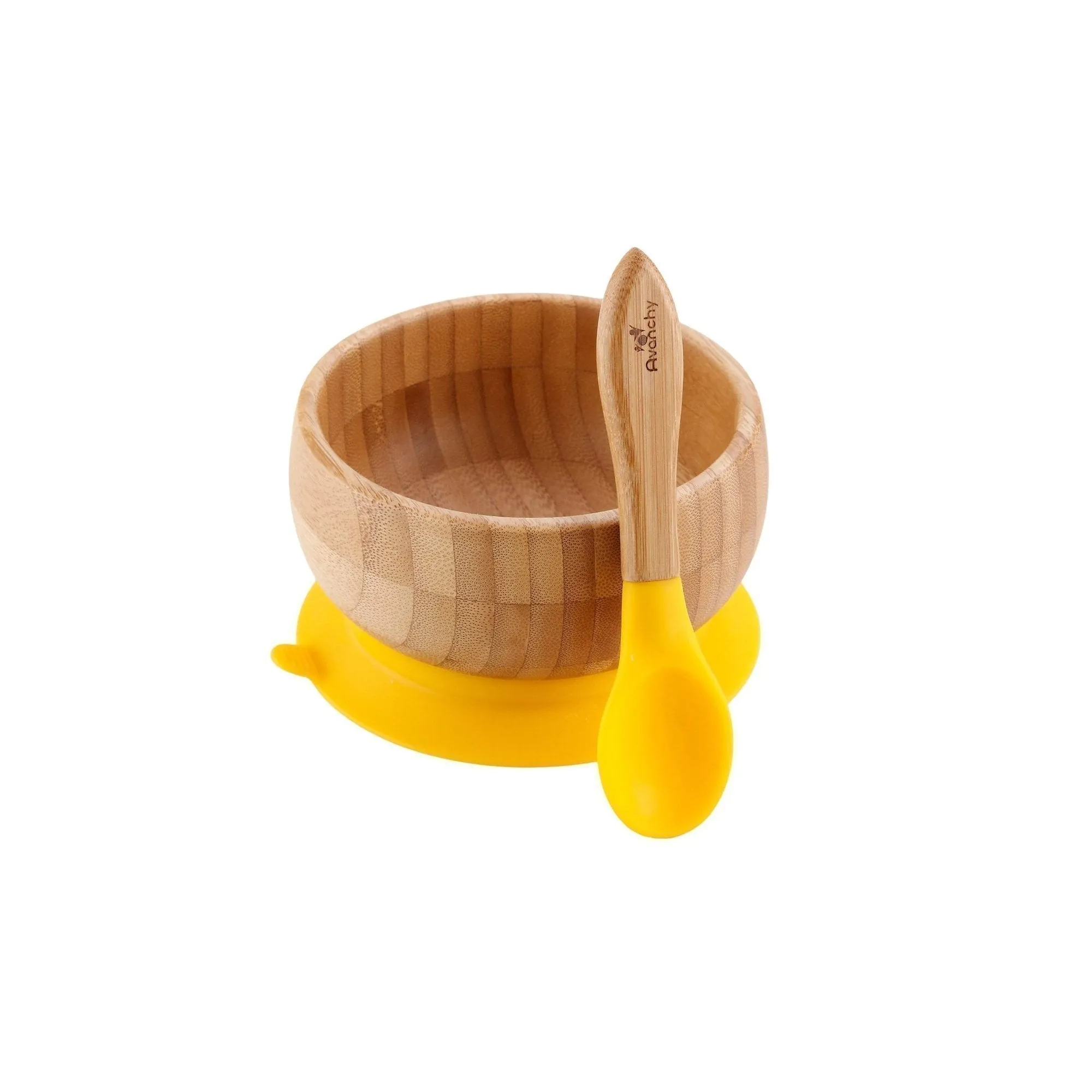 Avanchy Organic Bamboo Suction Baby Bowl   Spoon (For Baby Led Weaning BLW)