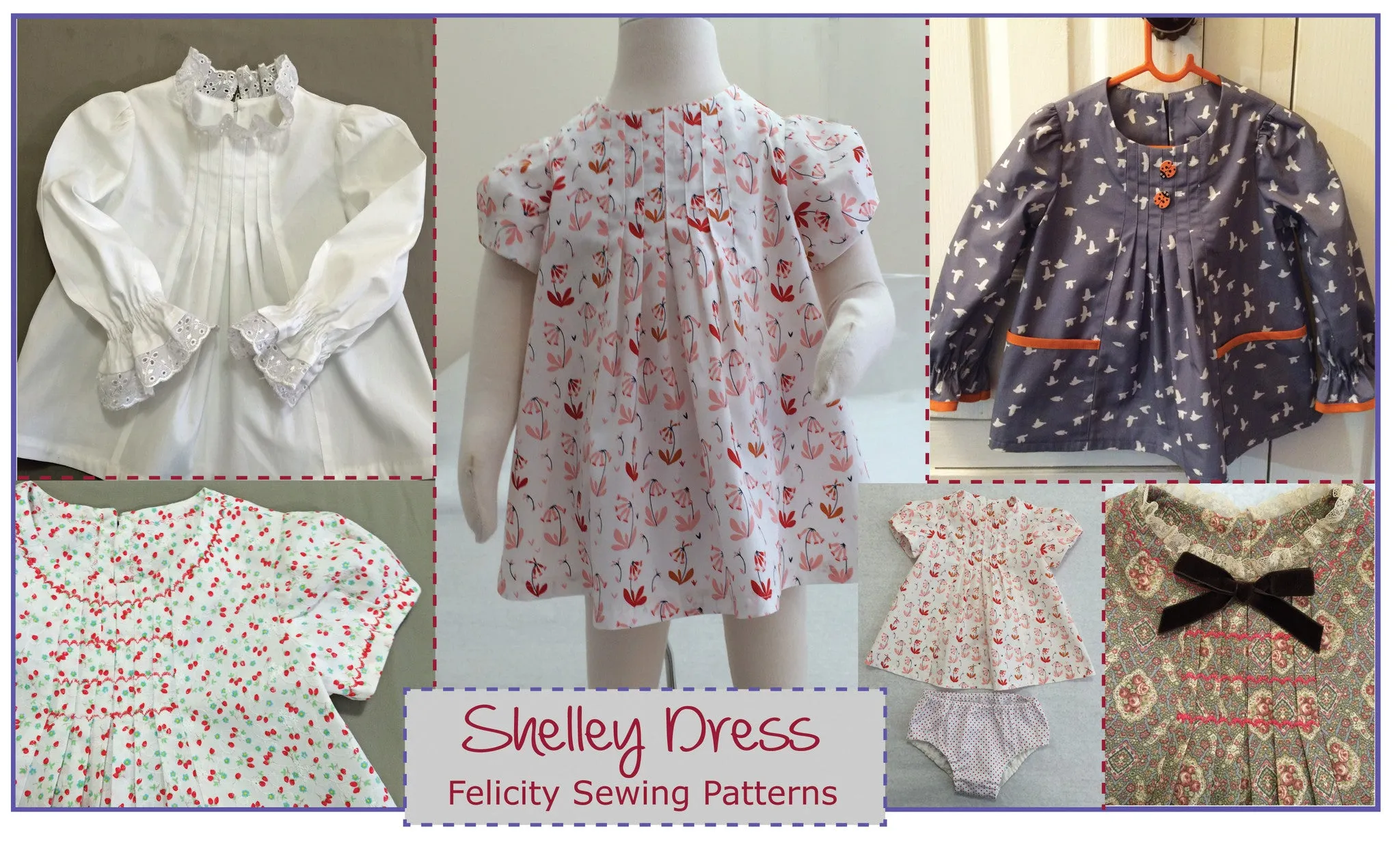 Baby & girl's dress/top PDF sewing pattern Shelley Dress & Blouse sizes 3-6 months to 8 years.