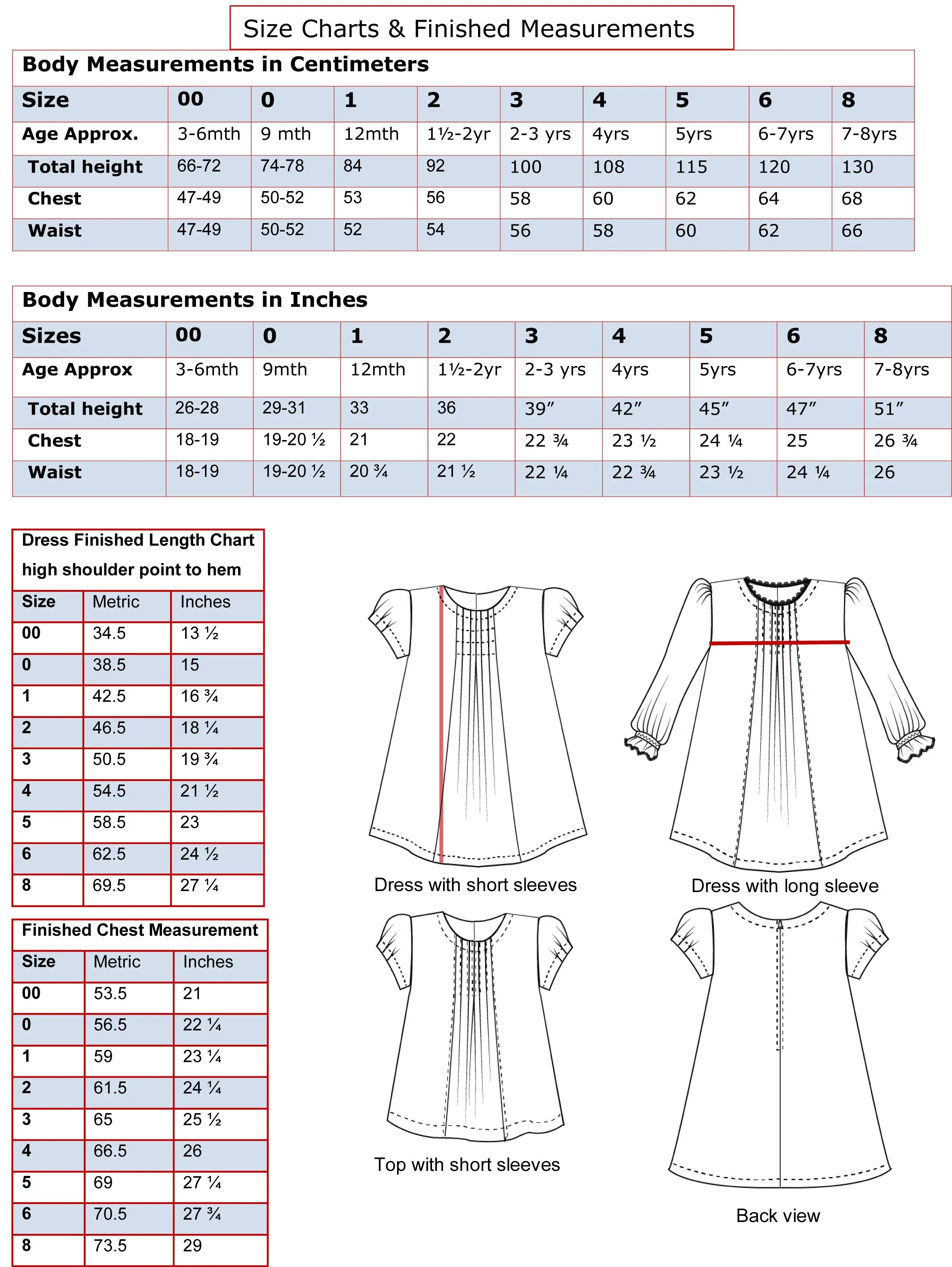 Baby & girl's dress/top PDF sewing pattern Shelley Dress & Blouse sizes 3-6 months to 8 years.