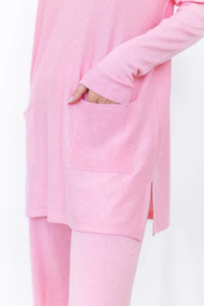 Baby Pink Cashmere V-Neck Tunic Sweater (Only 1 S Left!)