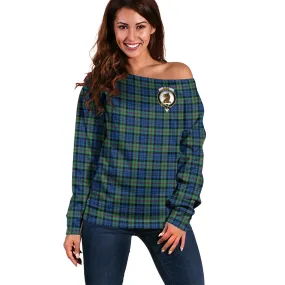 Baird Ancient Tartan Off Shoulder Women Sweater with Family Crest