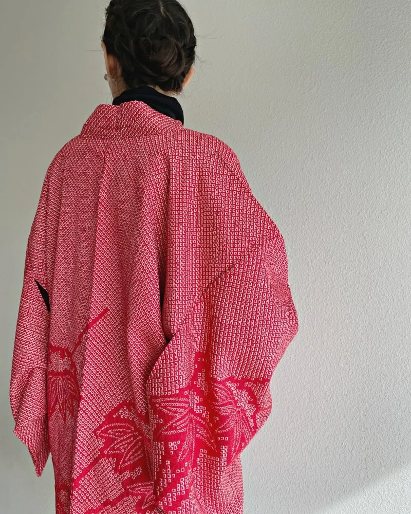 Bamboo Leaves Shibori Haori Kimono Jacket