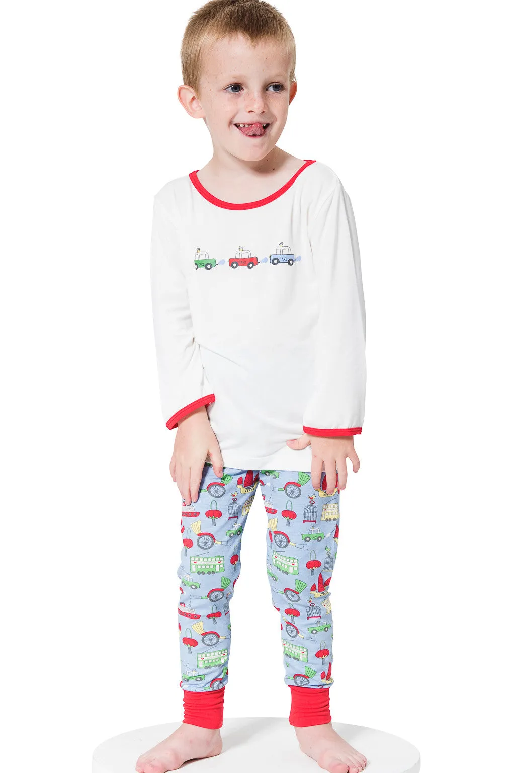 Bamboo long John Pyjamas - 3 little taxis