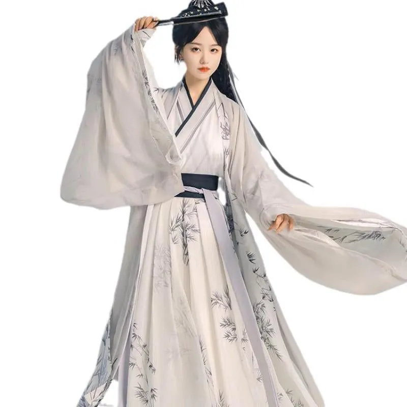 Bamboo Pattern Traditional Chinese Clothing Hanfu Dress