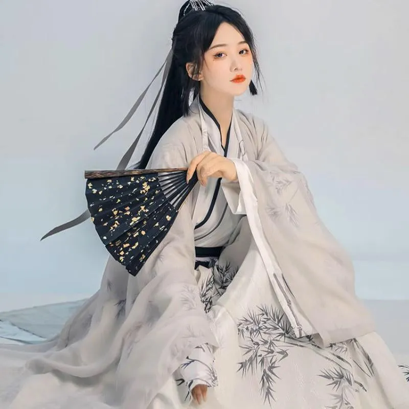 Bamboo Pattern Traditional Chinese Clothing Hanfu Dress