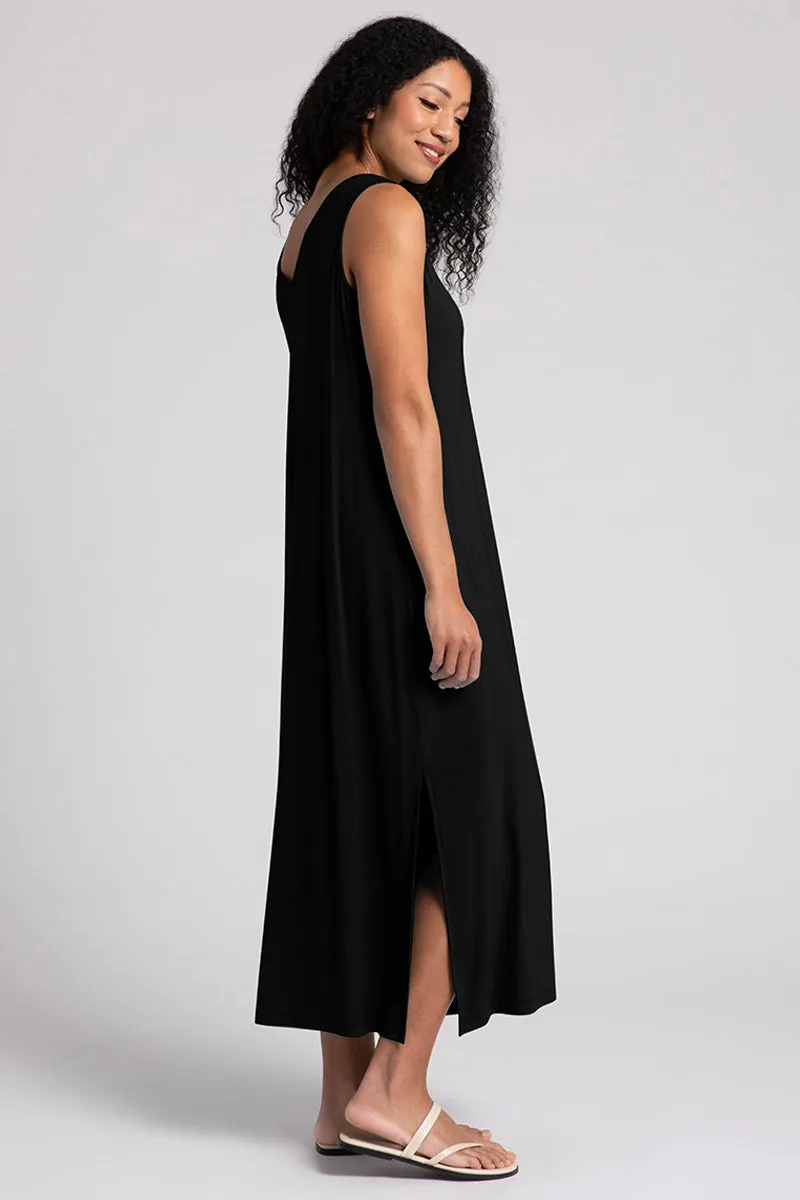 Bamboo Reversible Slit Tank Dress | Black