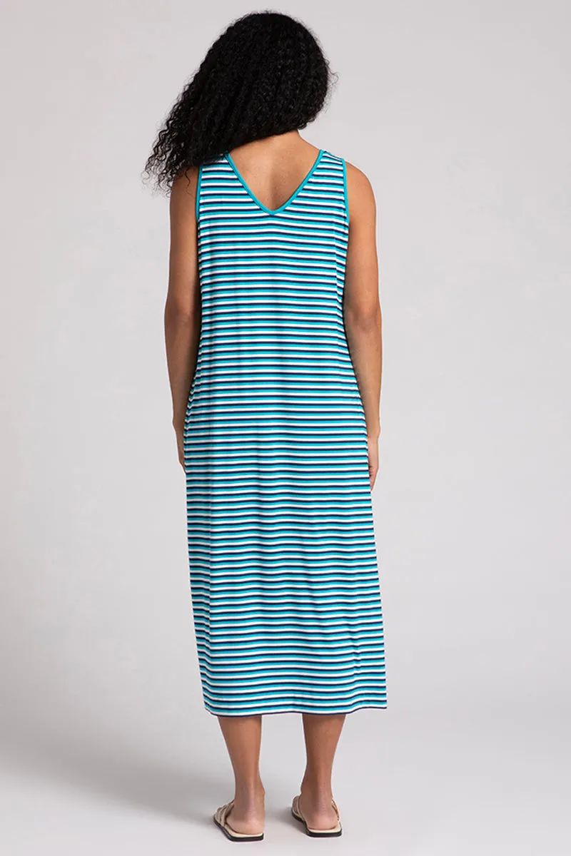 Bamboo Reversible Slit Tank Dress | Blue Multi