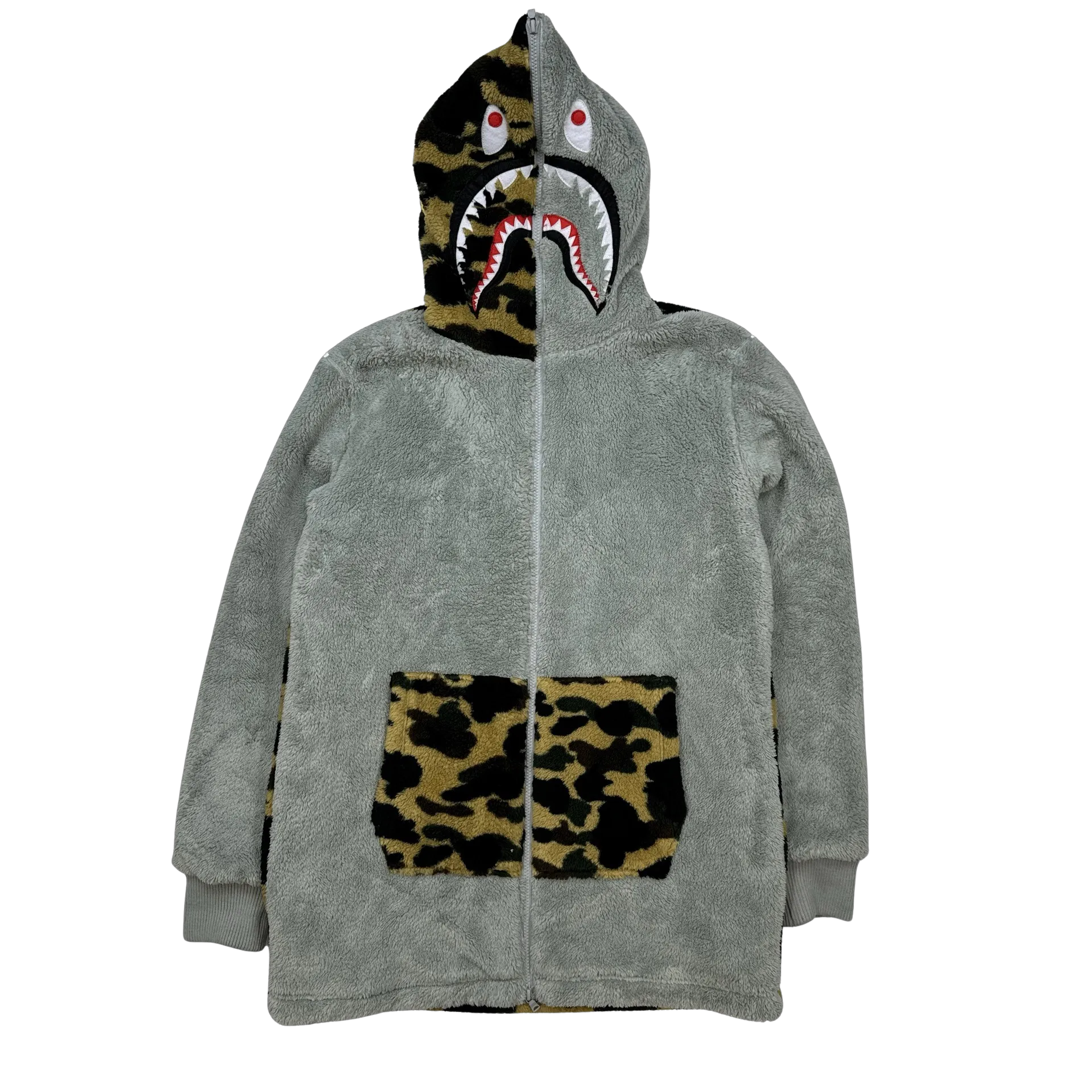 BAPE Fleece Pile Full Zipped Shark Hooded Jacket - XL