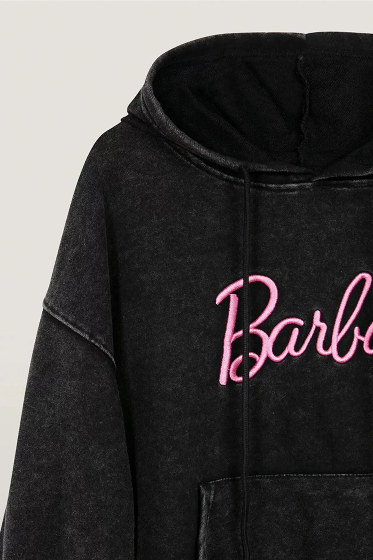 Barbie Letter Embroidery Distressed Hoodie