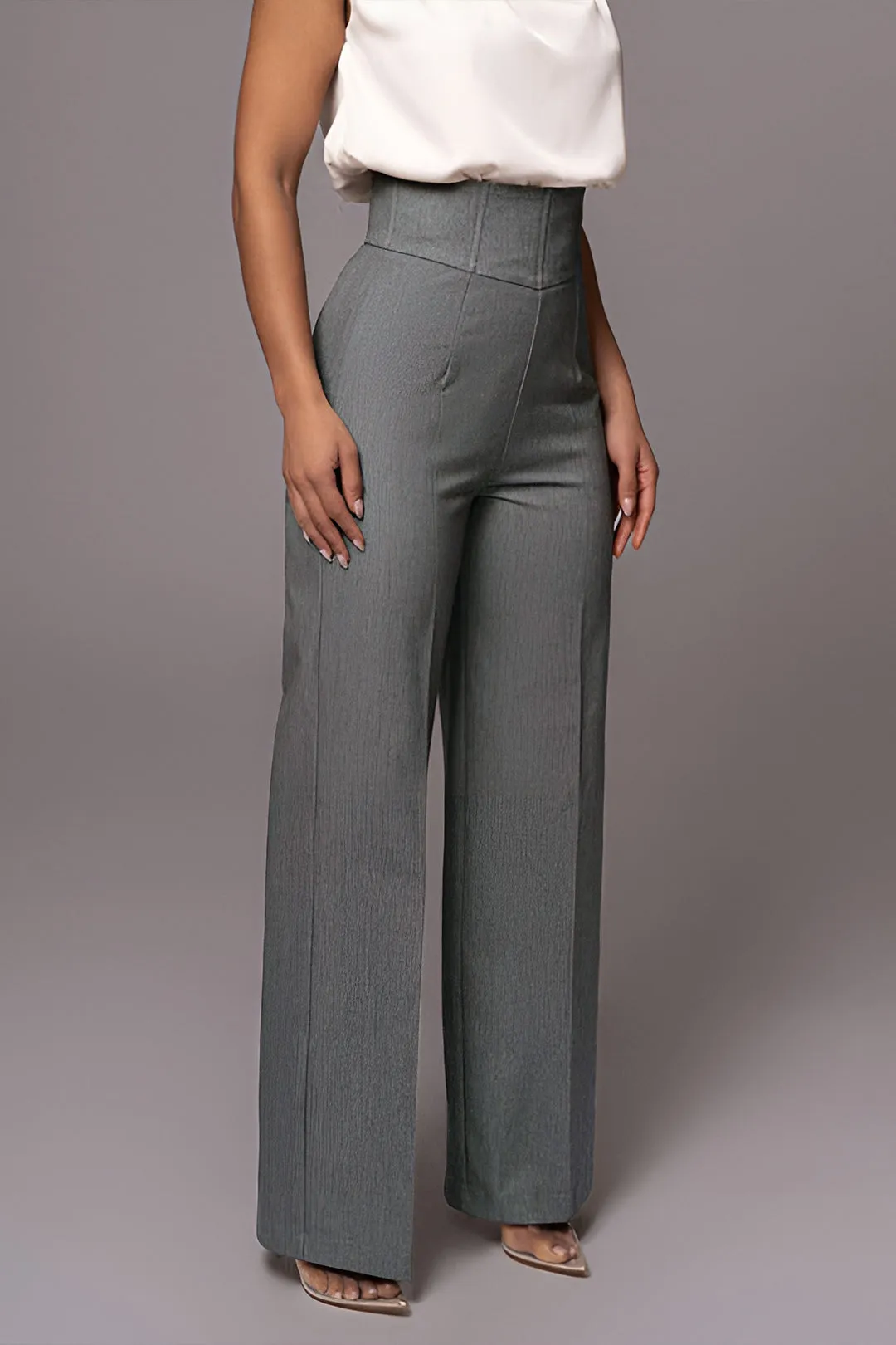 Basic High-Waisted Wide Leg Trousers