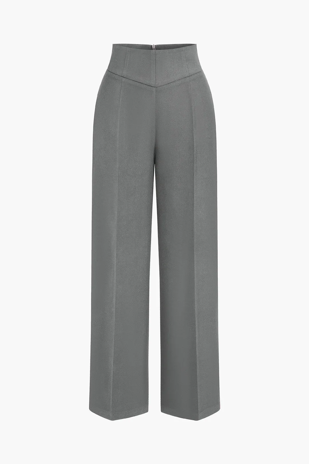 Basic High-Waisted Wide Leg Trousers