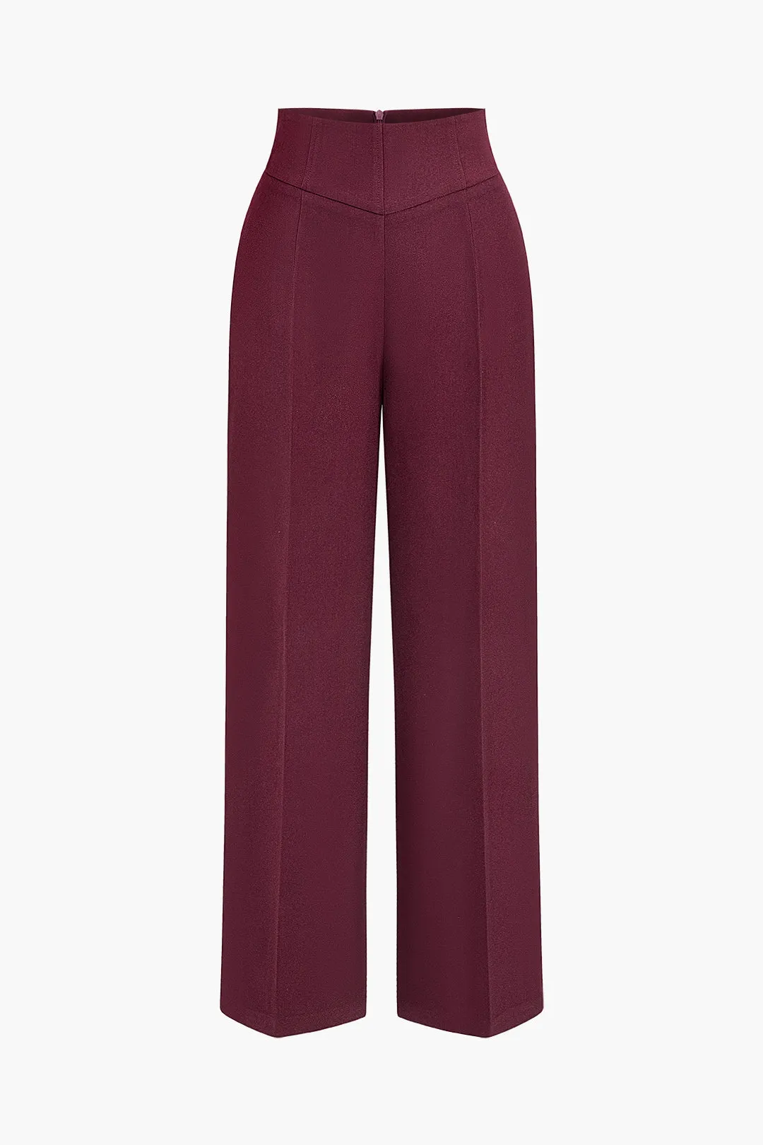 Basic High-Waisted Wide Leg Trousers